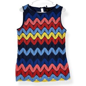 Rafaella Studio Sleeveless Top Womens Medium M Colorful Zig Zag Pattern Lined